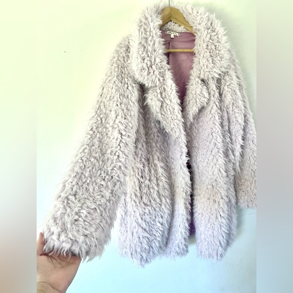 Willow & Clay Lilac Purple Faux Fur Shaggy Teddy Jacket Size Coat - Picture 5 of 12